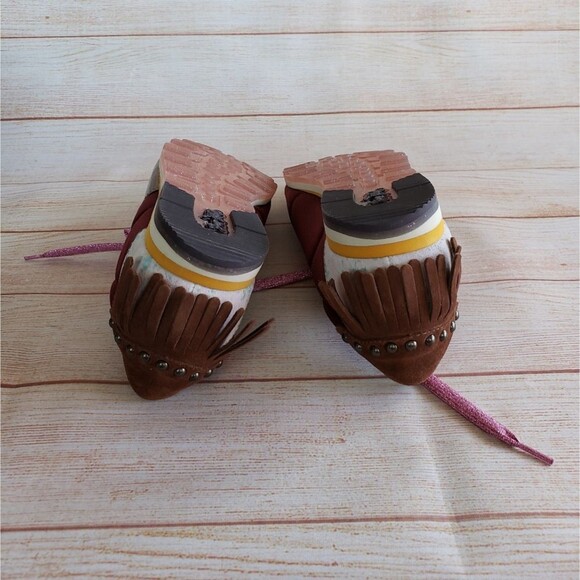 Coach Printed Suede Fringe Satin Metallic Sneakers Women's Size 7B Walking - Picture 13 of 14